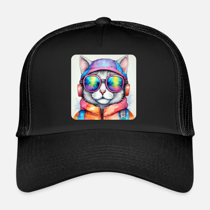 Chat cool avec des lunettes de soleil Casquette trucker 