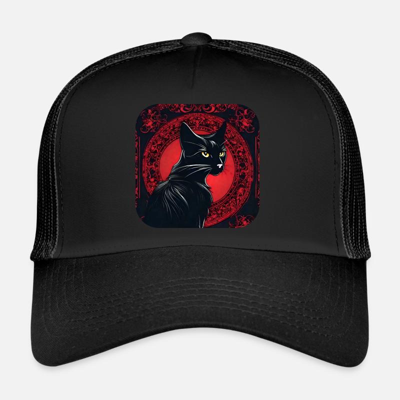 Mystical Black Cat Trucker Cap