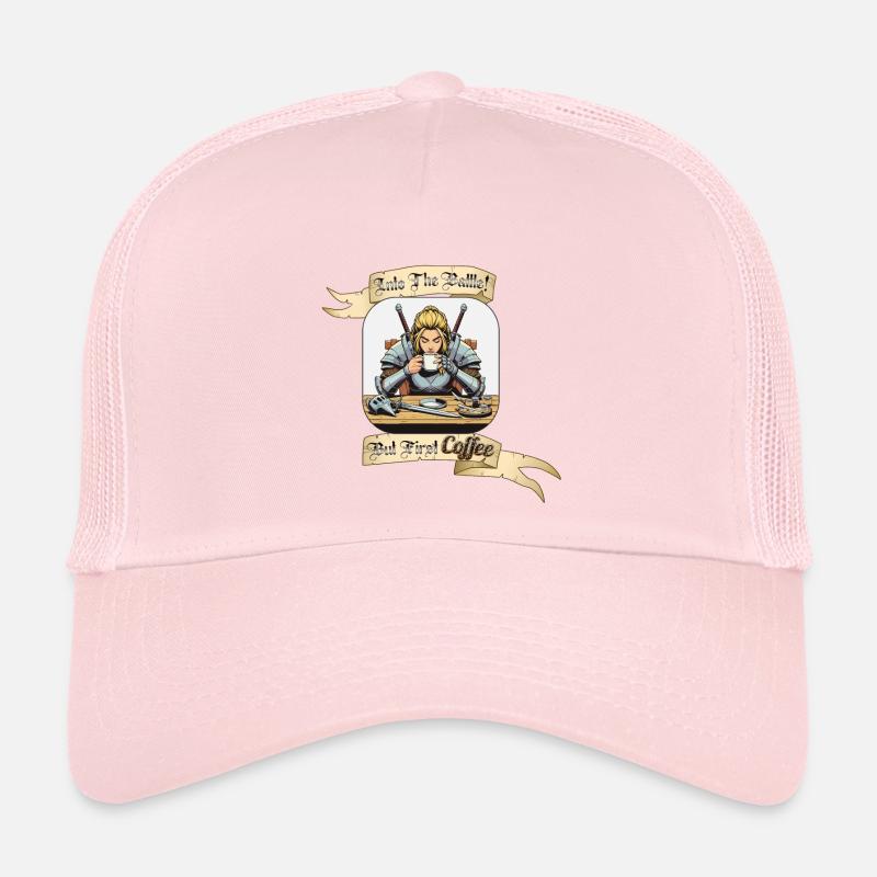 INTO THE BATTLE BUT FIRST COFFEE Trucker Cap