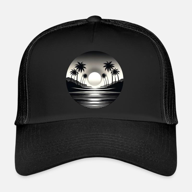 Escapade tropicale au clair de lune - Casquette trucker - noir/noir