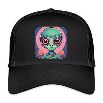 Cute Science Fiction Alien - Trucker Cap - black/black - Front