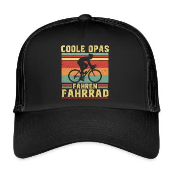 Coole Opas fahren Fahrrad Großvater Radfahrer - Trucker Cap - Schwarz/Schwarz - Vorne
