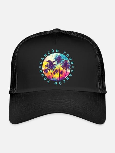 Visite des palmiers de Cancún - Casquette trucker  - noir/noir - Devant