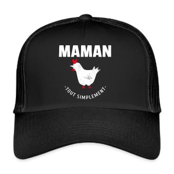 Maman poule - Casquette trucker  - noir/noir - Devant