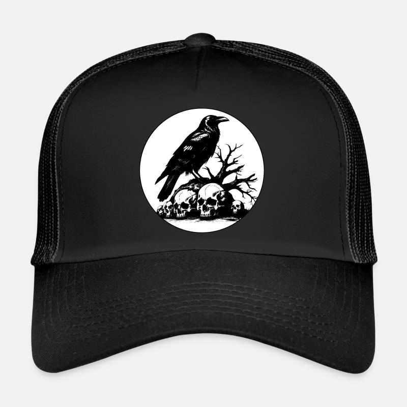 Corbeau mystique avec crânes Casquette trucker 