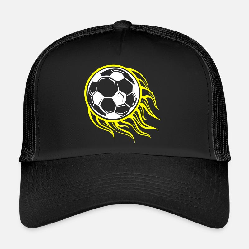 Fussball Flamme Feuer Symbol - Trucker Cap - Schwarz/Schwarz