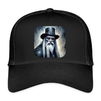 Mystischer Schamane im Steampunkstyle - Trucker Cap - Schwarz/Schwarz - Vorne