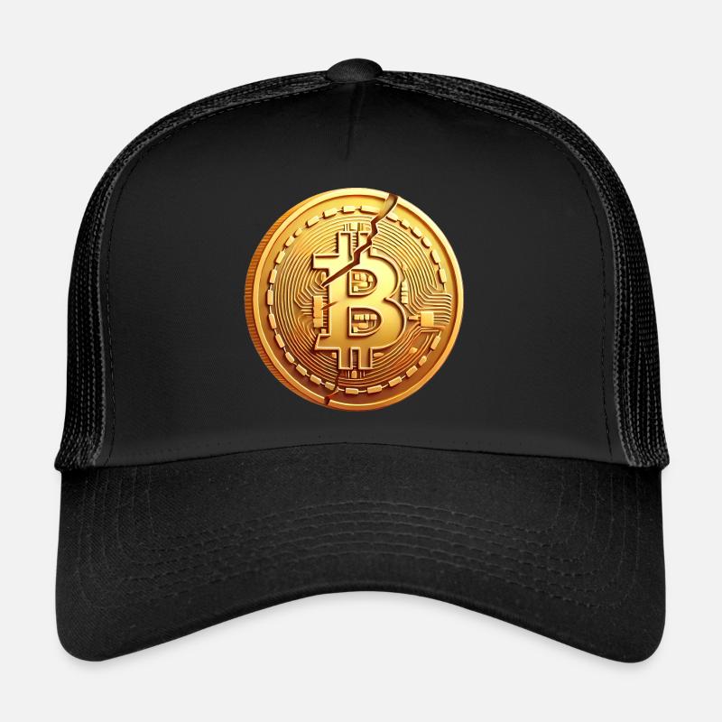 Conception de pièce Bitcoin fissurée Casquette trucker 