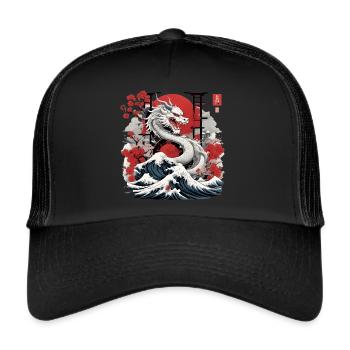 Japanischer Drachen - Trucker Cap - Schwarz/Schwarz - Vorne