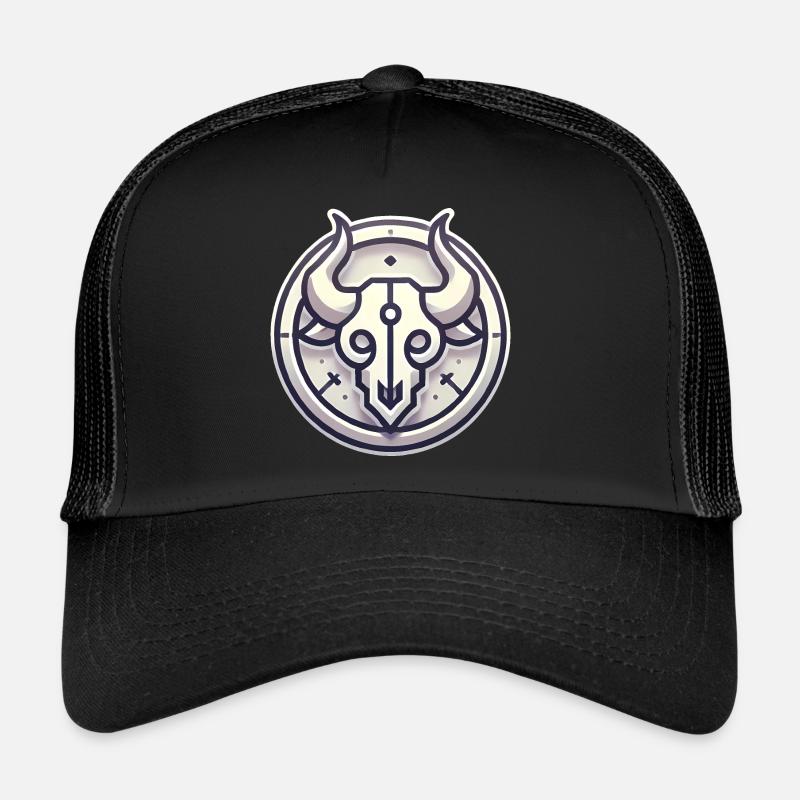 Minimalistisches Bullenschädel-Abzeichen-Design - Trucker Cap - Schwarz/Schwarz