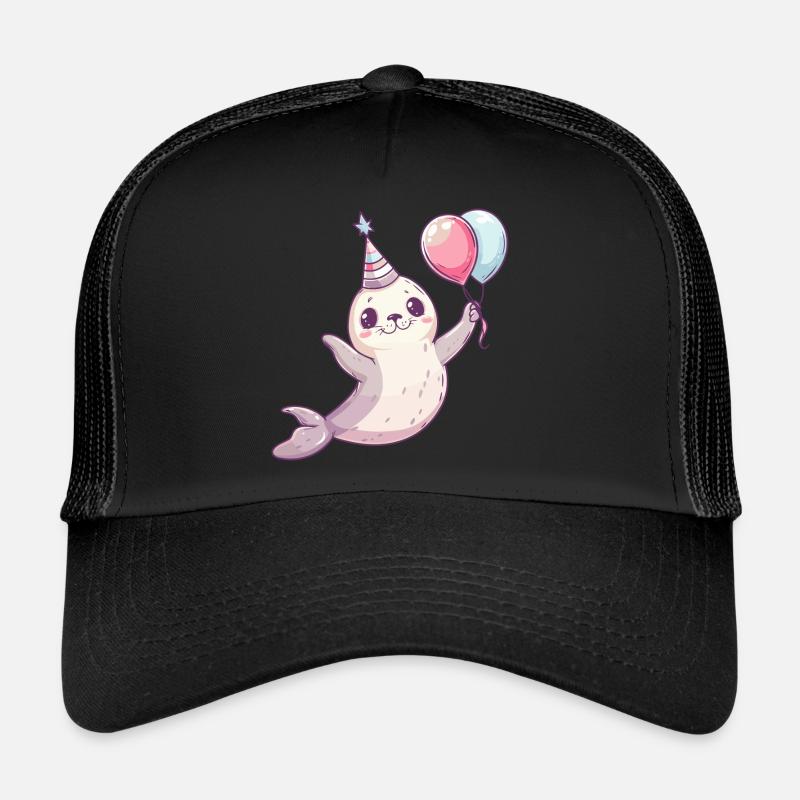 Bande dessinée d’anniversaire d’animal de phoque Casquette trucker 