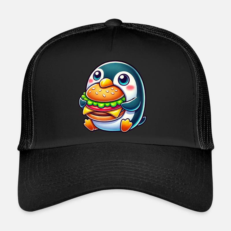 mignon pingouin burger dessin animé restauration rapide Casquette trucker 