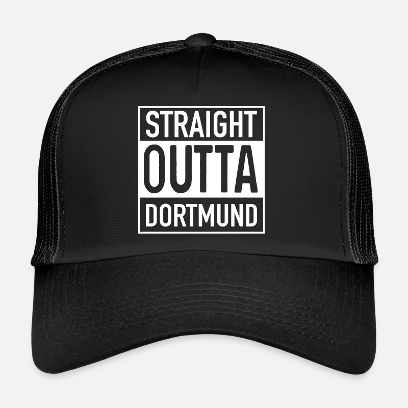 Straight OUTTA DORTMUND - Trucker Cap - Schwarz/Schwarz