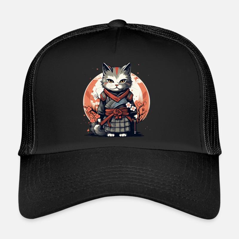 Warrior Cat Japanese Cat Samurai Cat Trucker Cap