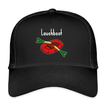 Leek Boat Funny Picture Joke Thin - Trucker Cap - black/black - Front