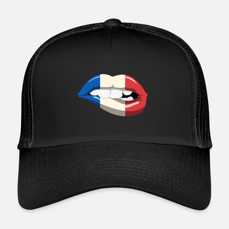 France Drapeau: Lèvres Bouche Drapeau français Casquette trucker 