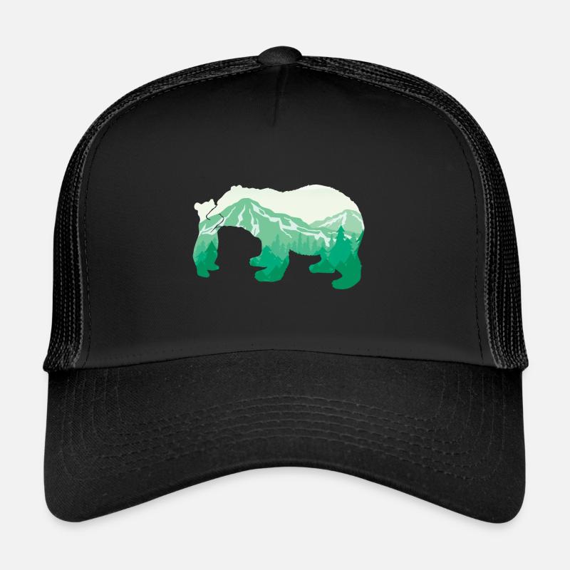 Bär - der große Bergbär Tier Liebhaber Geschenk - Trucker Cap - Schwarz/Schwarz