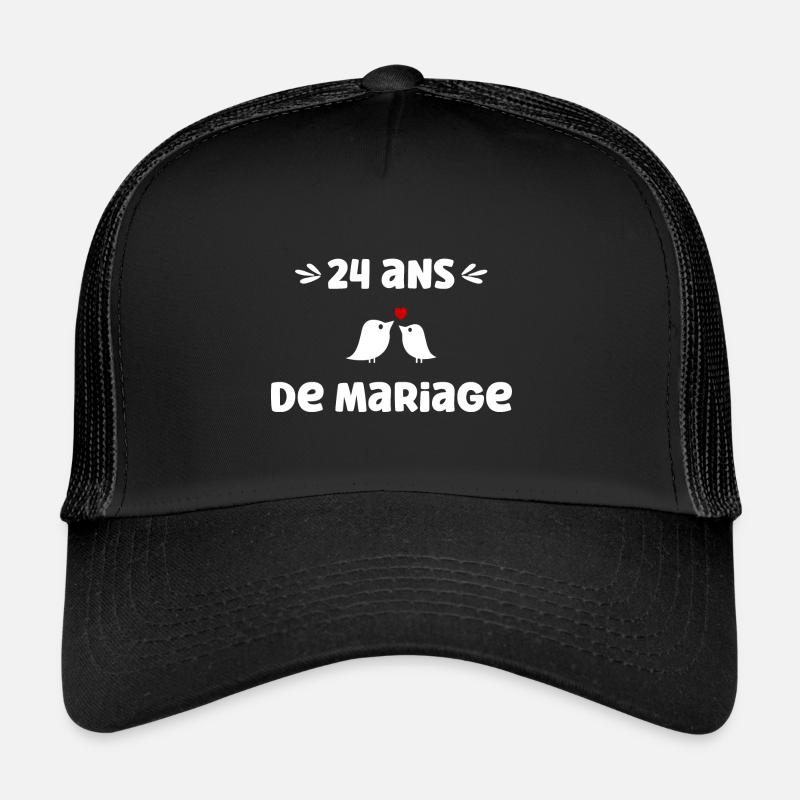 24 ans de mariage - Casquette trucker  - noir/noir