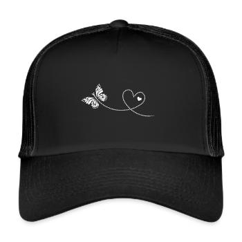 Papillon avec coeur, Saint Valentin, Anniversaire - Casquette trucker  - noir/noir - Devant