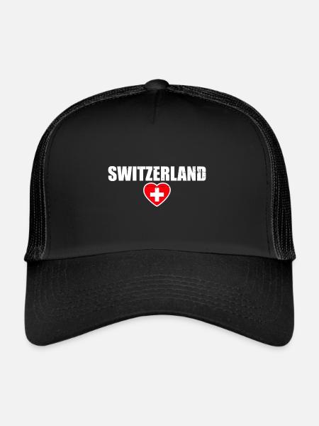 Suisse Vintage Drapeau Suisse - Casquette trucker  - noir/noir - Devant