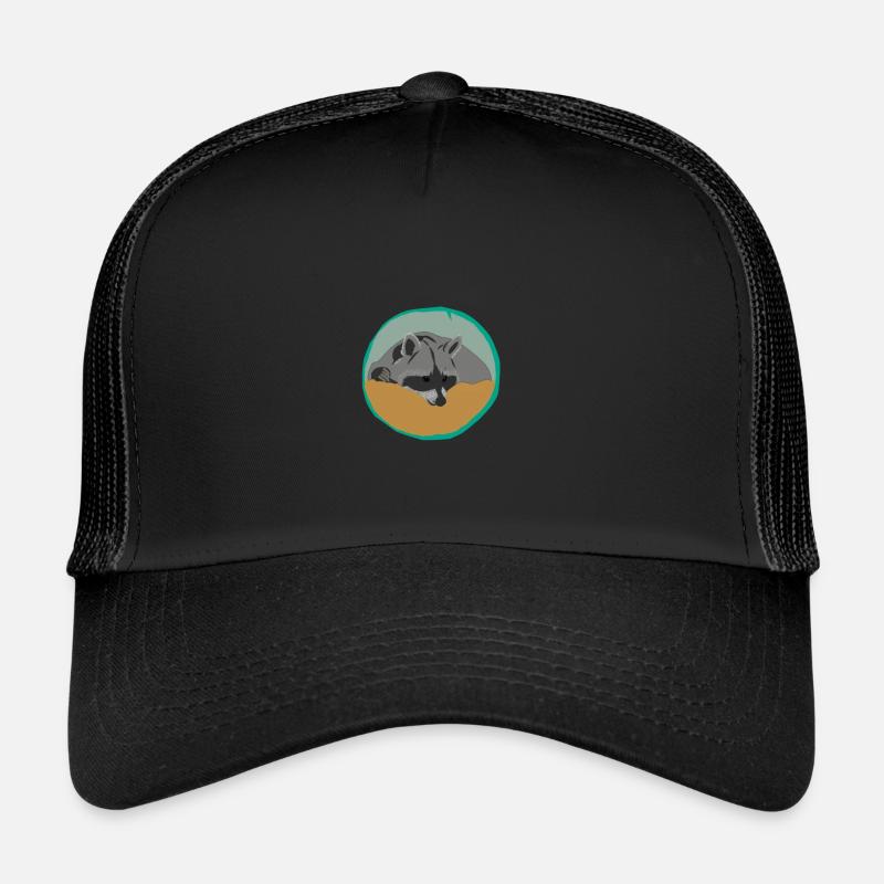 Lazy Waschbär - Trucker Cap - Schwarz/Schwarz
