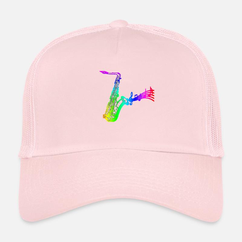 saxophone avec des notes colorées Casquette trucker 