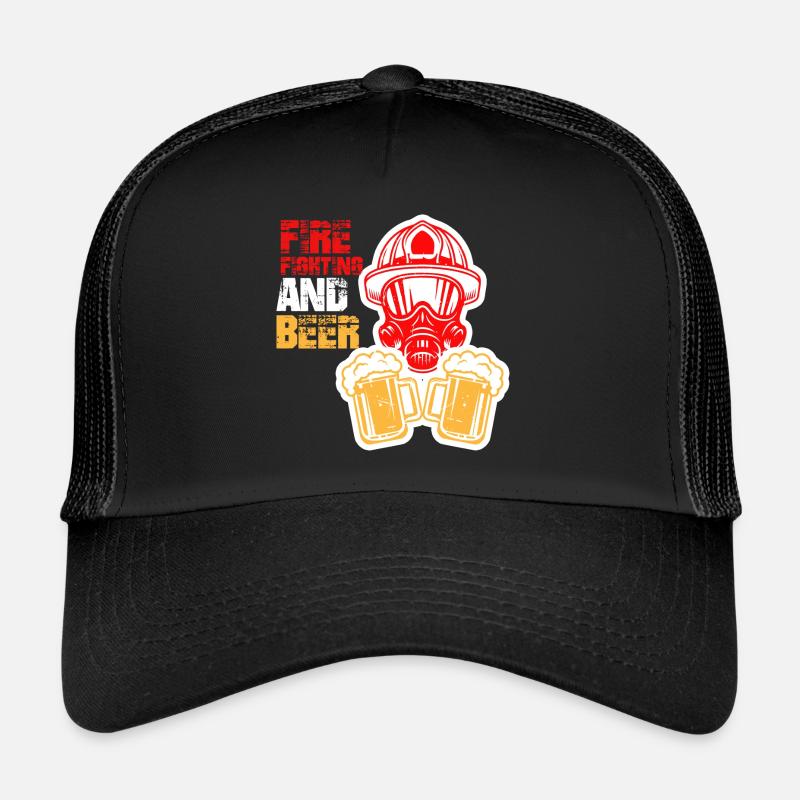 Firefighters fireman occupation fire extinguishing beer Trucker Cap