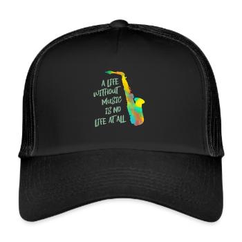 saxophon - Trucker Cap - Schwarz/Schwarz - Vorne