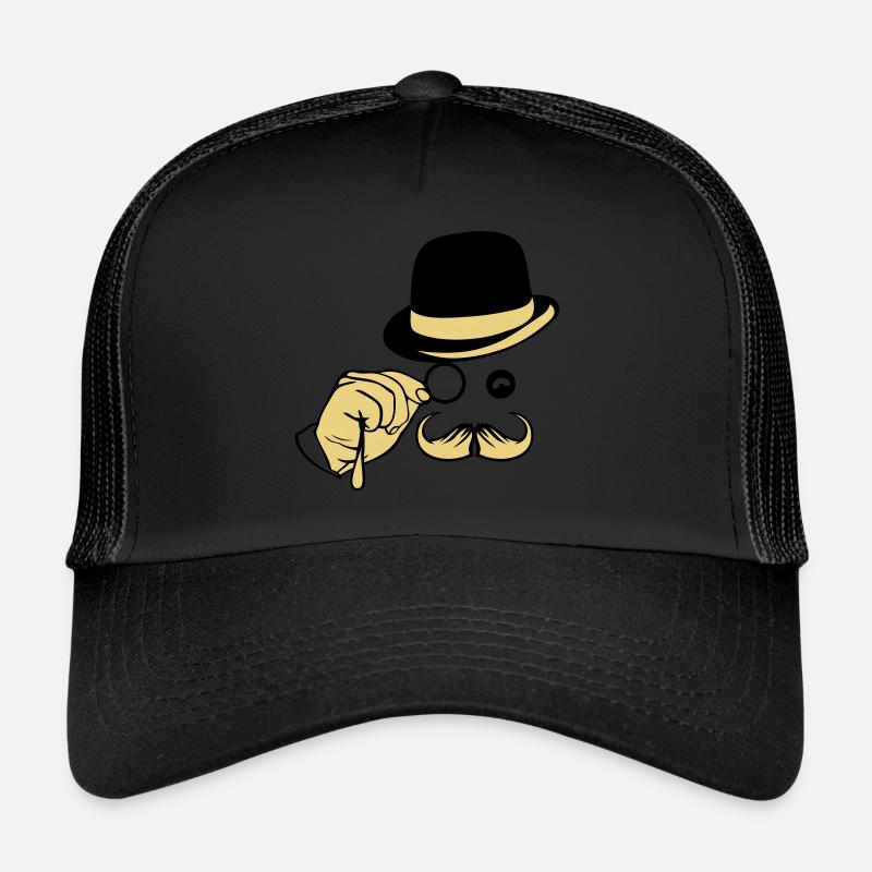 smile hat monocle mustache bowler Trucker Cap