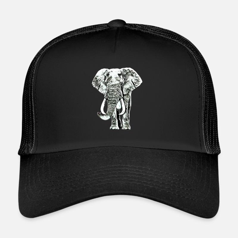 Elefant - Trucker Cap - Schwarz/Schwarz