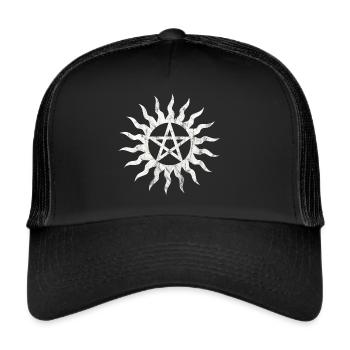 Pentagram Flame Pentacle Grunge Distressed - Trucker Cap - black/black - Front