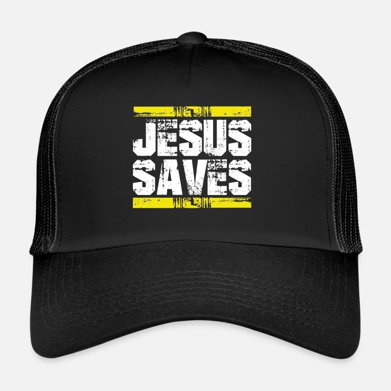 jesus saves rettet spruch - Trucker Cap - Schwarz/Schwarz