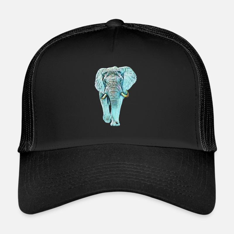 Elefant - Trucker Cap - Schwarz/Schwarz