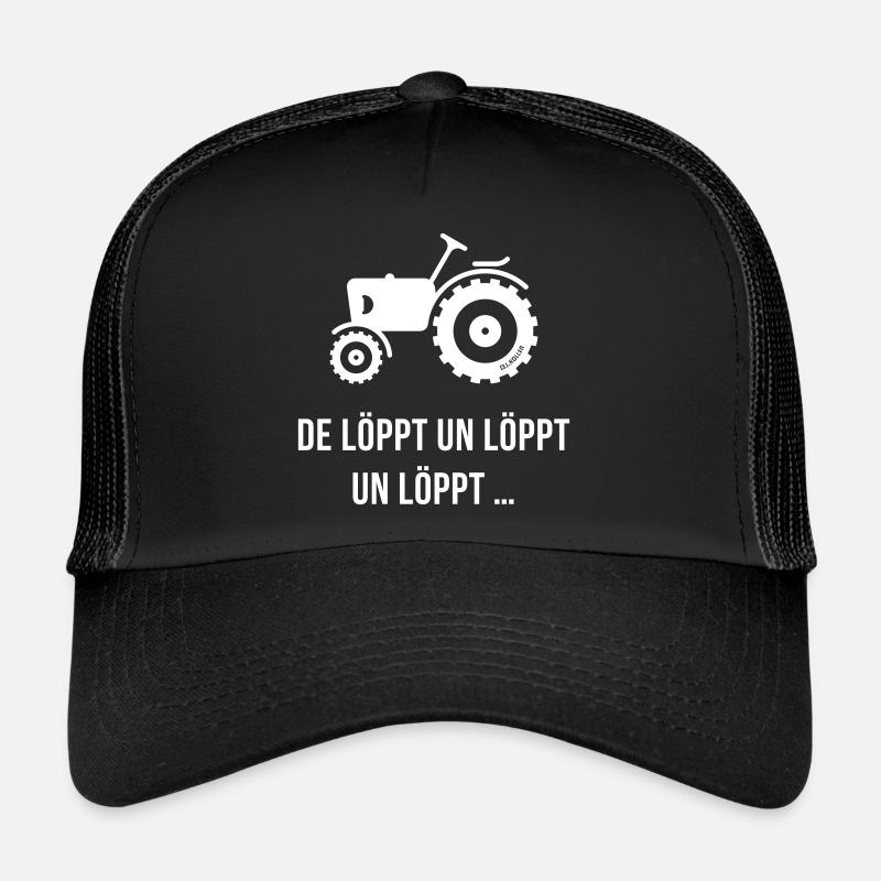 De Löppt Un Löppt Un Löppt … Trecker Plattdeutsch - Trucker Cap - Schwarz/Schwarz
