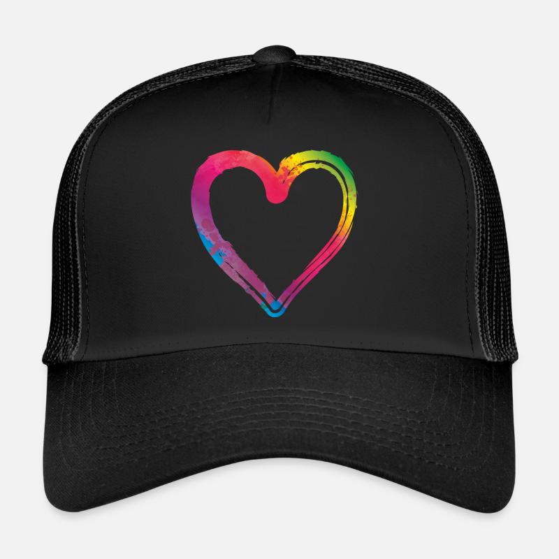 herz bunt - Trucker Cap - Schwarz/Schwarz
