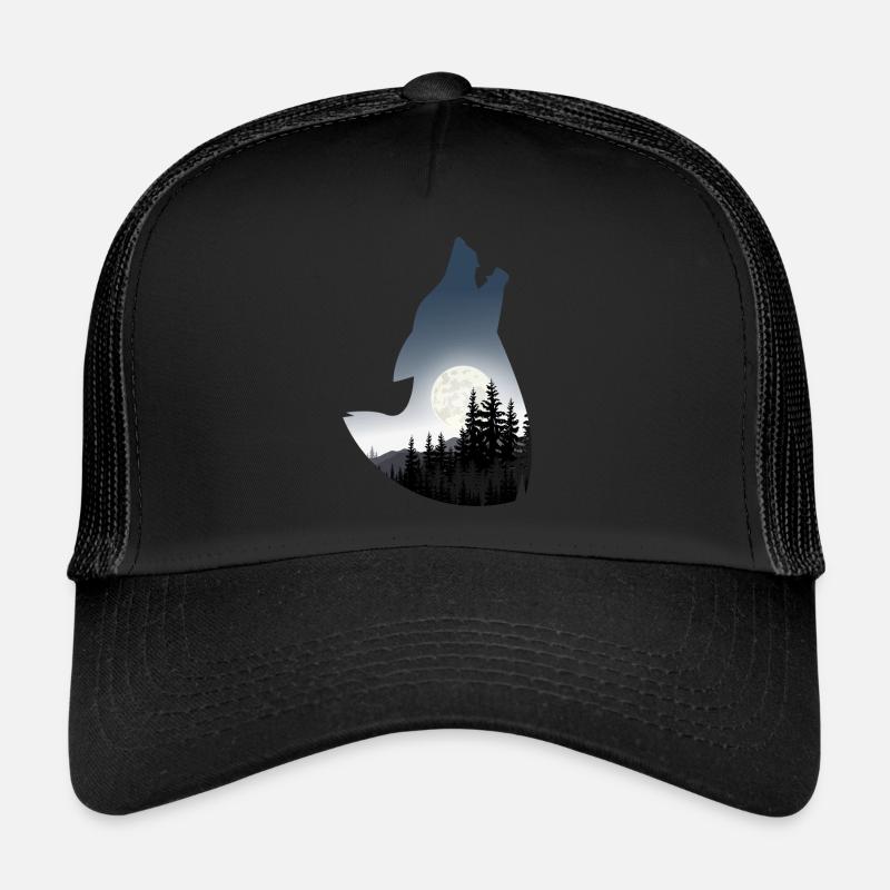 Silhouette de loup Casquette trucker 