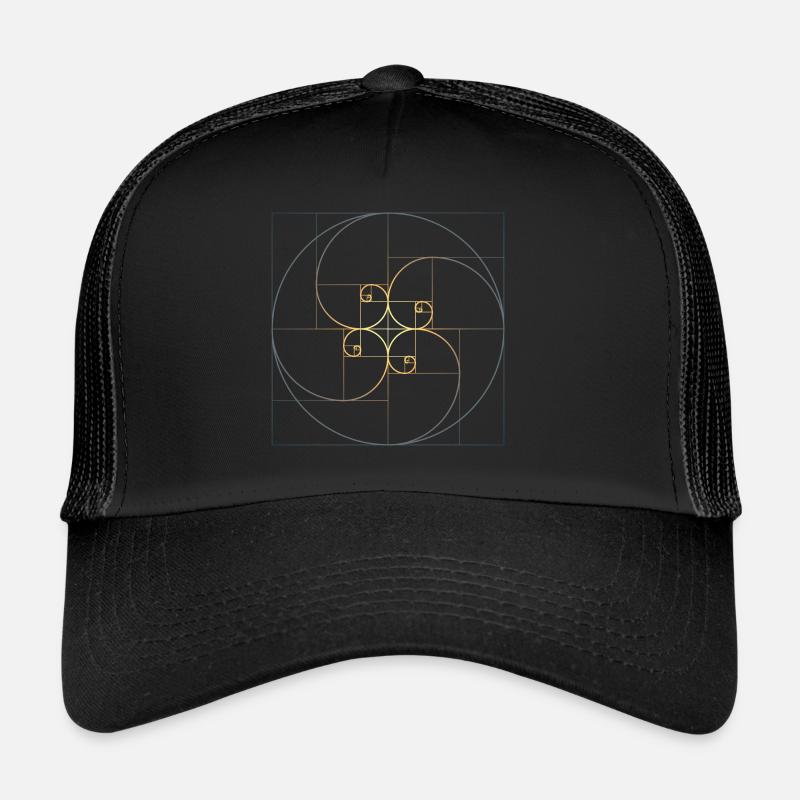 Fibonacci Spiralen Goldener Schnitt Geometrie Phi - Trucker Cap - Schwarz/Schwarz