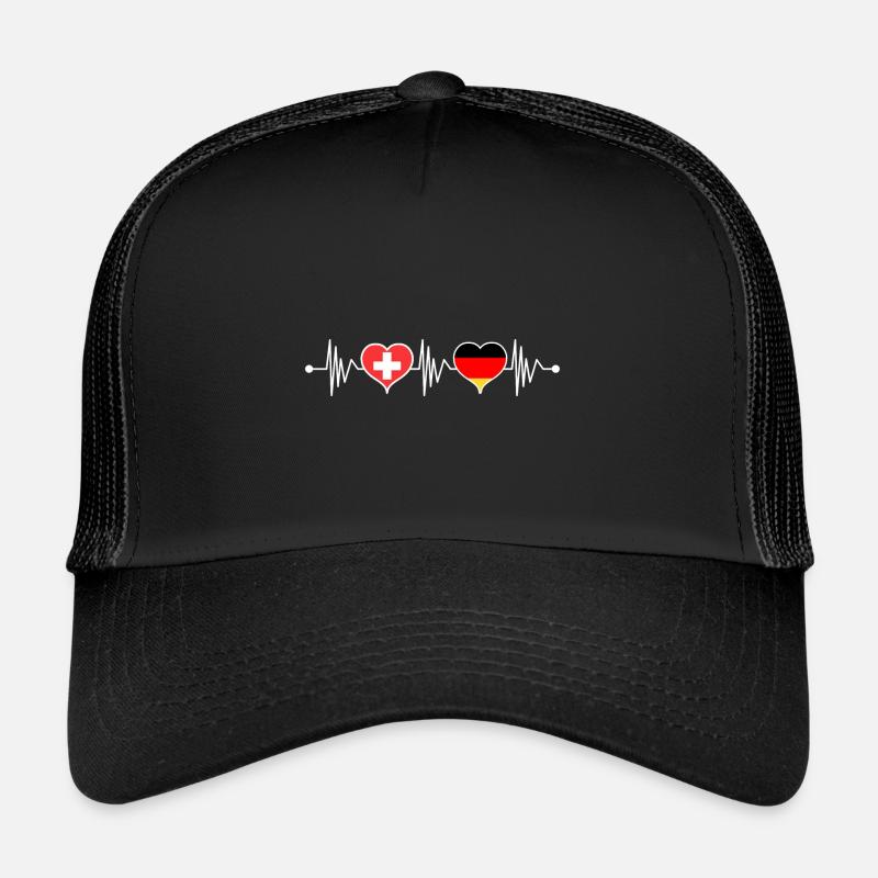 Deutschland Schweiz Schweizer Flagge Herzschlag Trucker Cap