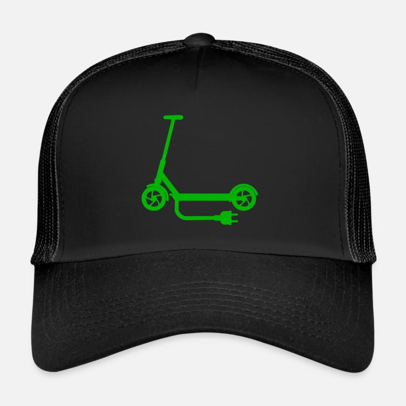 Tretroller E-Scooter Elektroroller Grün Stecker - Trucker Cap - Schwarz/Schwarz