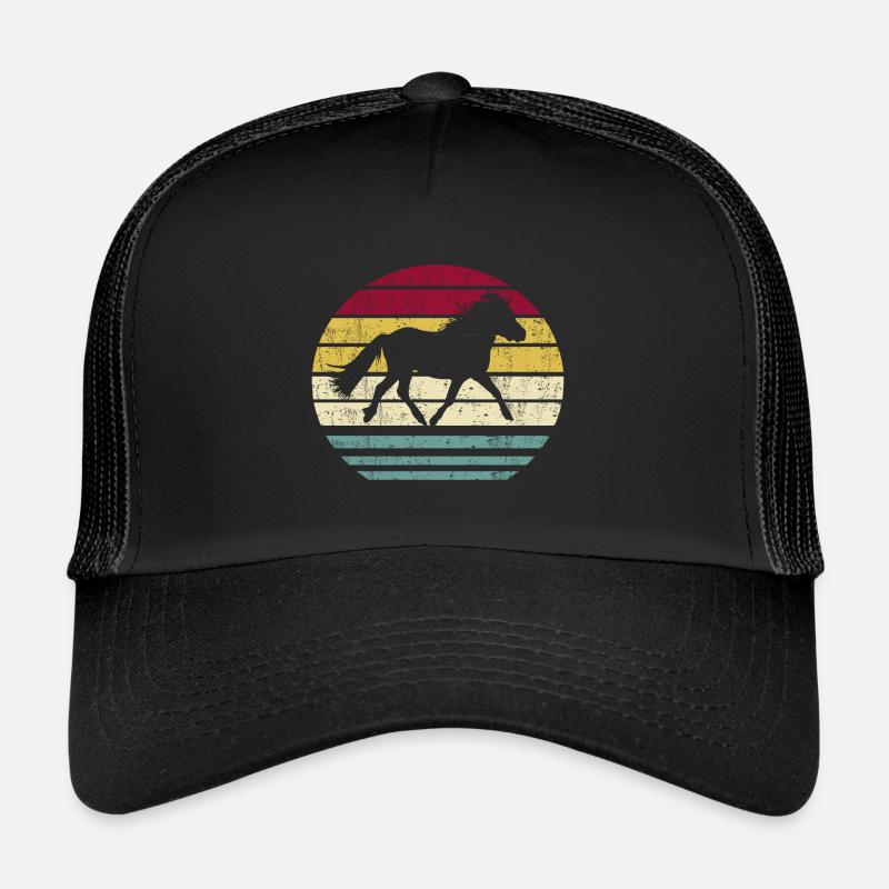 Shetland Pony Pferd Shetlandpony Retro Silhouette - Trucker Cap - Schwarz/Schwarz