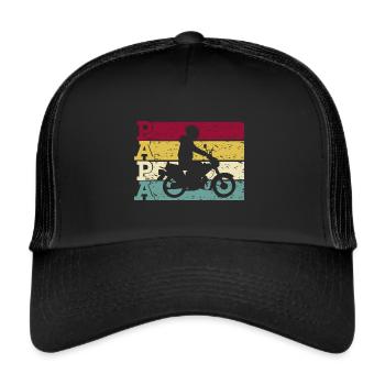 Moped Mofa Papa Retro für Mopedfahrer Vater Opa - Trucker Cap - Schwarz/Schwarz - Vorne