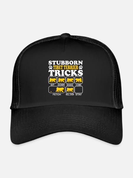 Tibetan Terrier Temple Dog Stubborn Tricks saying - Trucker Cap - black/black