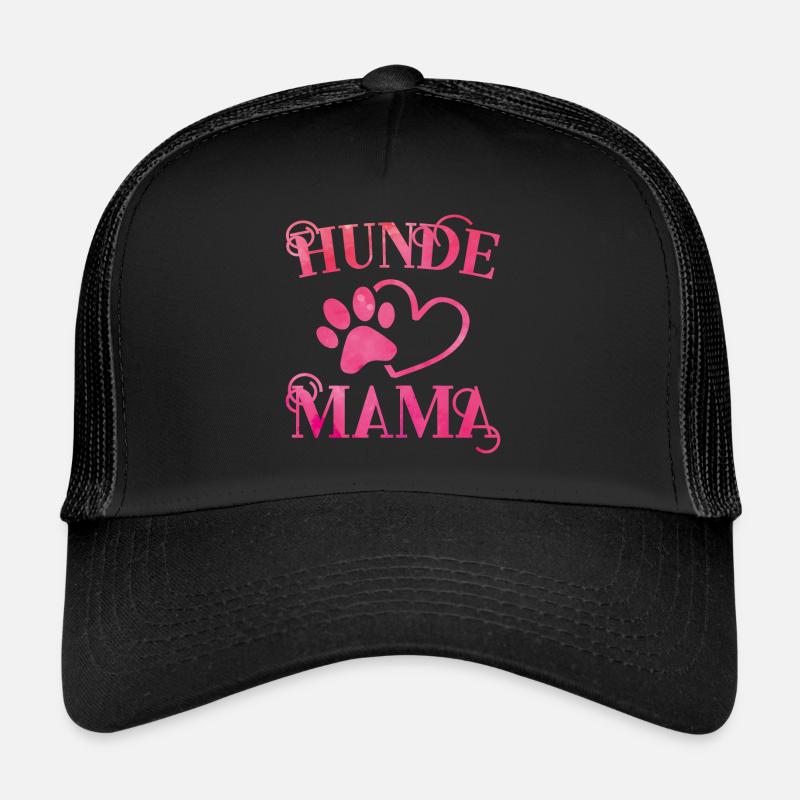Hunde Mama Herz Hundepfote - Trucker Cap - Schwarz/Schwarz