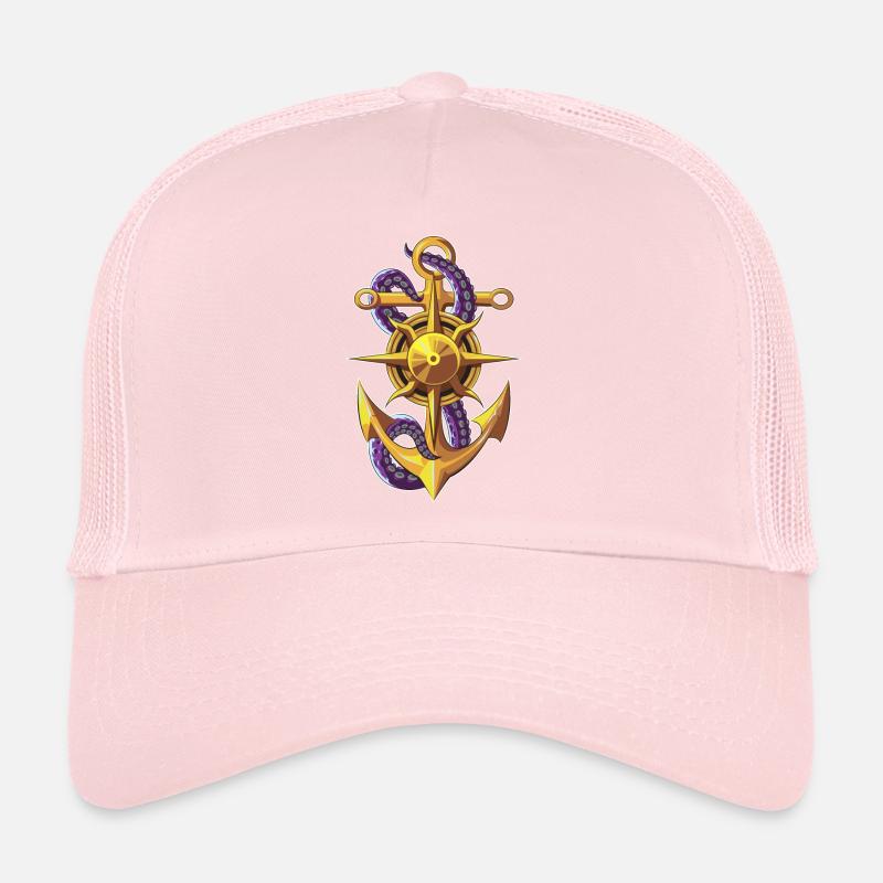 anchor compass gold tentacle Trucker Cap