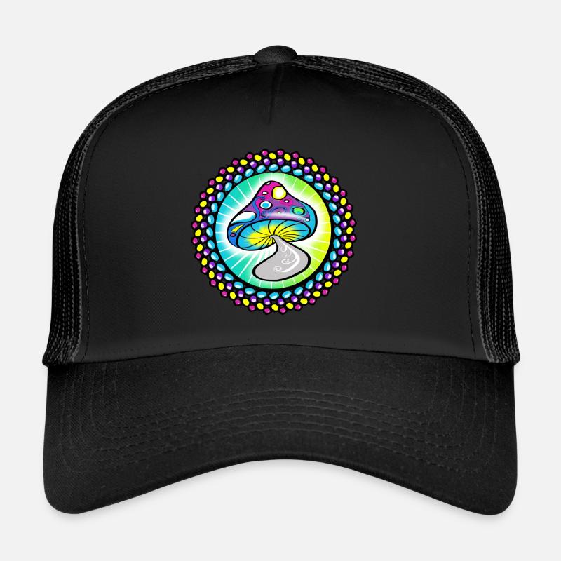 Trippy Goa Mushroom Trucker Cap