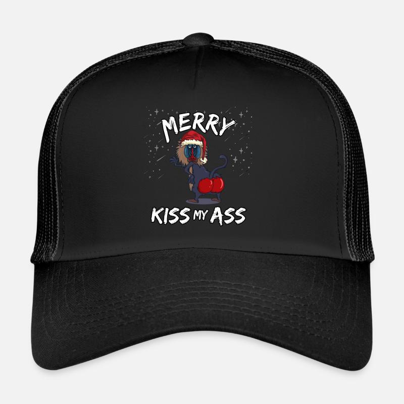 Pull de Noël laid Baboon Popo embrasse mon cul Casquette trucker 