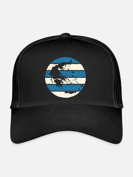 Grèce Pavillon Retro Hellas Athènes Crète Crète Kos - Casquette trucker  - noir/noir - Devant