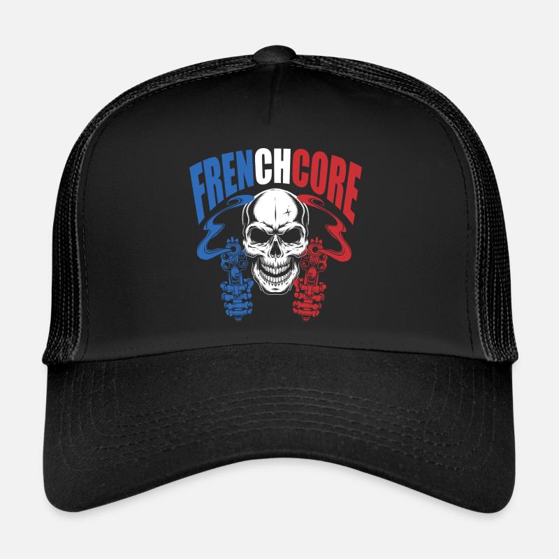 FRENCHCORE SKULL KOPF DES TODES FRANKREICH - Trucker Cap - Schwarz/Schwarz