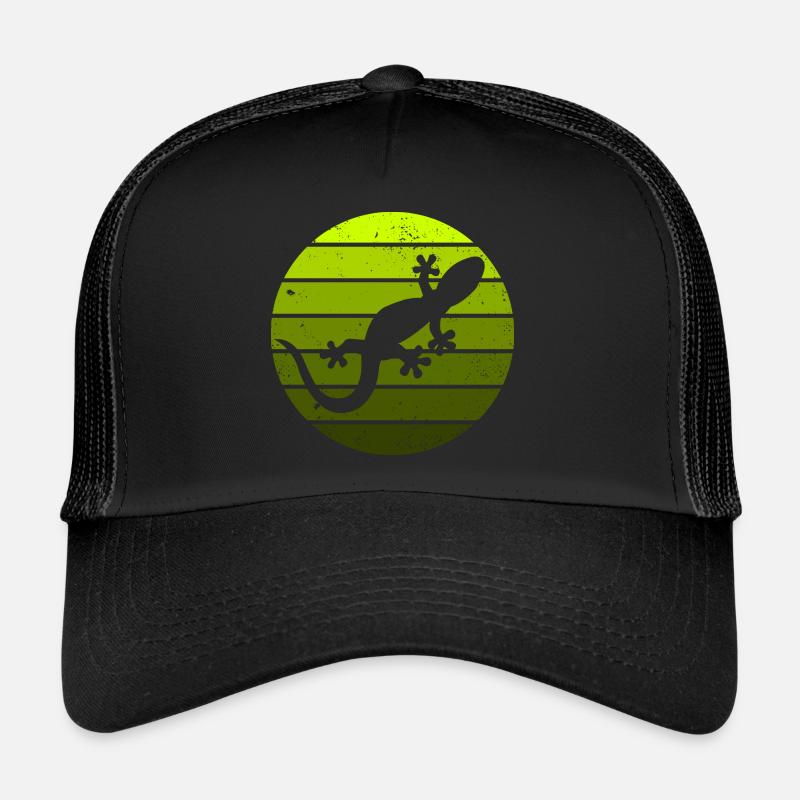 Eidechse Gecko Salamander Reptil Echse Sunset - Trucker Cap - Schwarz/Schwarz