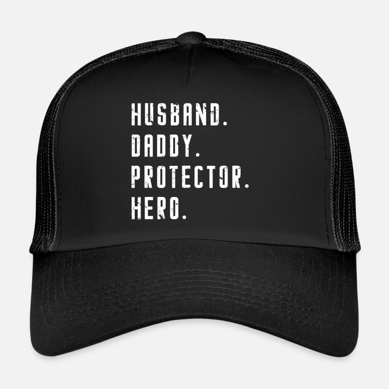 Ehemann Daddy Beschützer Held - Vatervatertag - Trucker Cap - Schwarz/Schwarz